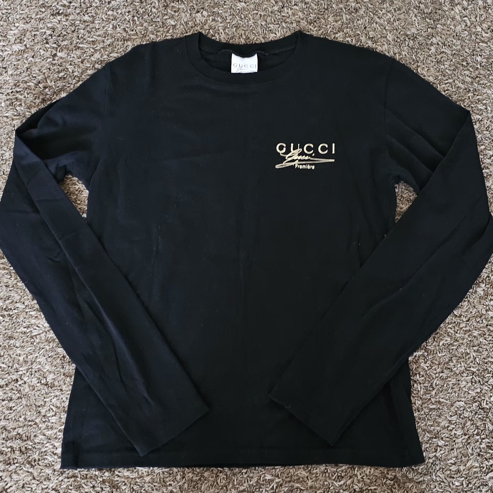Gucci Black Long Sleeve Logo Tee